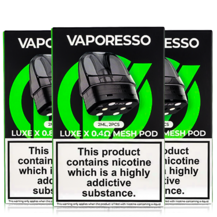 Vaporesso LUXE X Pod Cartridge is specially designed for Vaporesso LUXE X kit Available in 0.4ohm, 0.6ohm 0.8ohm.