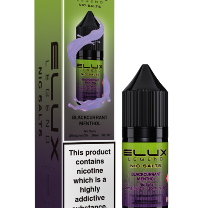 Elux Legend Blackcurrant Menthol 10ml. Chill out in the arctic with our frosty fusion, where vibrant blackcurrant dances with icy menthol, delivering a burst of bold flavour that'll make your taste buds feel deliciously refreshed!