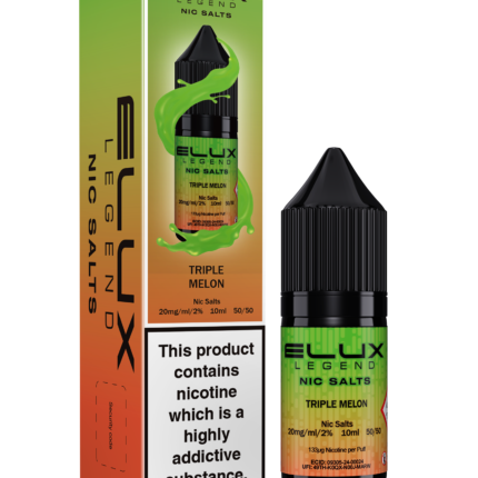 Enjoy the sunshine and a splash of summer with Elux's Triple Melon Nic Salt, a harmonious blend of succulent watermelon, refreshing cantaloupe, and sweet honeydew. Each inhale smoothly delivers a sweet escape to a sun-drenched paradise.