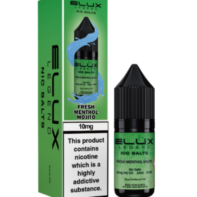 Elux’s Legends Fresh Menthol Mojito Nic Salt. This refreshing vape combines menthol, zesty lime, and mint for a cool burst of flavour. Every puff delivers the ultimate thirst quencher, perfect for vapers seeking a revitalising experience. Available in both 10mg and 20mg.