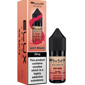 Elux Nic Salt Juicy Peach – Lush, ripe peach flavour that’s rich, sweet, and packed with fresh, juicy goodness, guaranteed to leaving you wanting more! Available in both 10mg and 20mg.