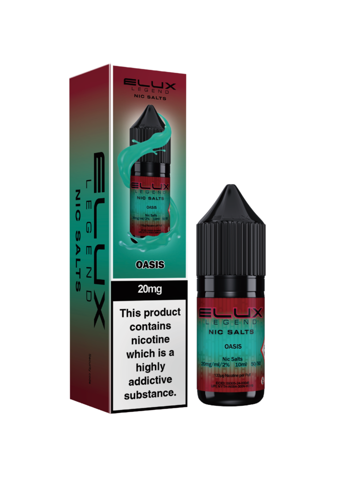 Elux Legends Nic Salt Oasis – A Refreshing Tropical Escape in Every Puff Imagine finding water in the middle of a desert. That’s what Elux Nic Salt Oasis feels like—a refreshing tropical blend of juicy pineapples mixed with a secret assortment of delicious fruits. This unique fusion will leave you craving more with every puff. Available in both 10mg and 20mg.