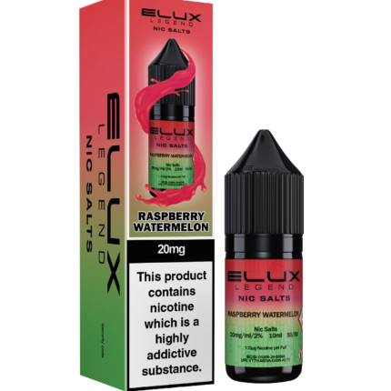 Elux Nic Salt Raspberry Watermelon – A Sweet and Tangy Tropical Delight Elux Nic Salt Raspberry Watermelon combines the juicy, refreshing taste of watermelon with the tangy, bold flavour of raspberries. Together, these fruits create a sweet, mouthwatering blend that will excite your taste buds and keep you coming back for more. Available in both 10mg and 20mg.