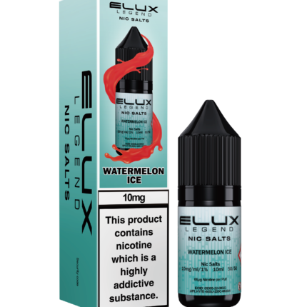 Elux Legends Nic Salts Watermelon Ice 10ml, delivers a refreshing experience with the perfect blend of sweet, juicy watermelon on the inhale, followed by a crisp icy finish on the exhale. This smooth combination makes it an ideal all-day vape, offering a satisfying balance of fruity sweetness and refreshing coolness. Available in both 10mg and 20mg