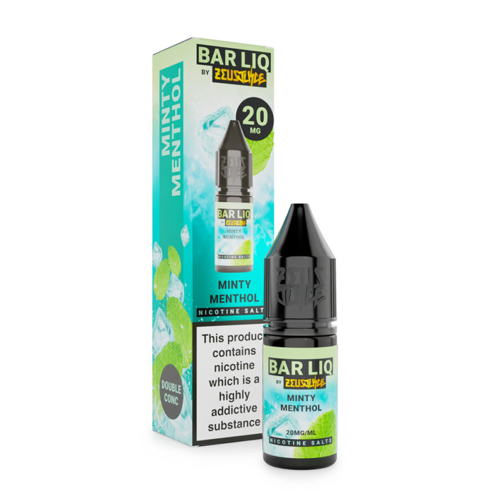 Barliq By Zeus Minty Menthol 10ml. Minty Menthol nic salt e-liquid delivers an intensely refreshing vape, featuring cool mint flavours with an icy menthol hit. Clean, crisp and invigorating, our minty menthol will satisfy the maddest of mint fans with its all-day fresh flavour experience.