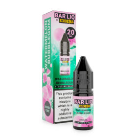 Barliq By Zeus Watermelon Bubblegum 10ml. Watermelon Bubblegum nic salt e-liquid brings together the refreshing taste of sweet watermelon with a nostalgic bubblegum twist. The combination of fresh fruity tones and candy sweetness delivers a playful vape that will make your palette pop.