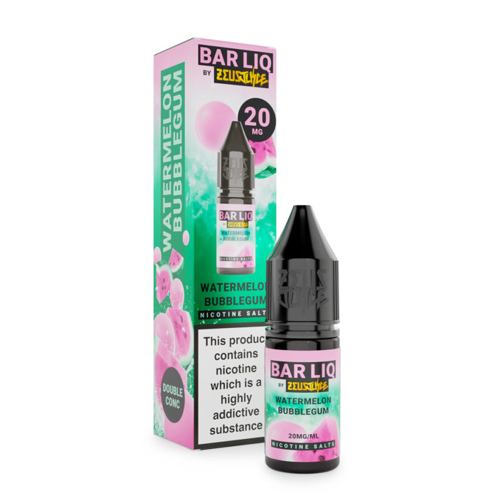 Barliq By Zeus Watermelon Bubblegum 10ml. Watermelon Bubblegum nic salt e-liquid brings together the refreshing taste of sweet watermelon with a nostalgic bubblegum twist. The combination of fresh fruity tones and candy sweetness delivers a playful vape that will make your palette pop.