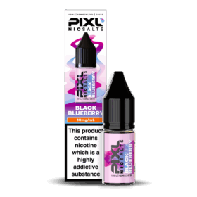 Introducing Pixl Nic Salts Black Blueberry. Black Blueberry delivers a rich fusion of dark berries with a smooth, juicy finish. The bold taste of blackcurrant meets the sweetness of ripe blueberries, creating a perfectly balanced vape that's both deep and refreshing. Ideal for vapers who enjoy sweet yet slightly tart fruity blends. Available in 10mg and 20mg