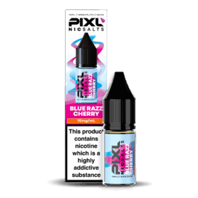 Introducing Pixl Nic Salts Blue Razz Cherry. Blue Razz Cherry delivers a tangy burst of blue raspberry perfectly blended with juicy cherries for a sweet and sour kick. Each puff bursts with candy-inspired flavour and a smooth finish, making it a vibrant and satisfying all-day vape. Available in 10mg and 20mg.