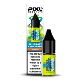 Introducing Pixl Nic Salts Blue Razz Lemonade 10ml. Blue Razz Lemonade blends tangy blue raspberries with a fizzy lemonade base for a sparkling, sweet-sour vape that refreshes with every puff. It’s vibrant, zesty, and full of flavour — the perfect mix for fans of fruity, drink-inspired blends. Available 10mg and 20mg.