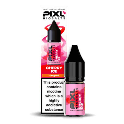 Introducing Pixl Nic Salts Cherry Ice 10ml. Cherry Ice delivers a burst of sweet, juicy cherries with a cool menthol twist. The perfect mix of fruity richness and refreshing chill, this vape leaves a smooth and invigorating aftertaste you'll love all day long. Available in 10mg and 20mg.