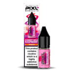 Introducing Pixl Nic Salts Cherry Sour Raspberry. Cherry Sour Raspberry delivers a mouth-watering fusion of sweet cherries and tangy raspberries. The perfect mix of candy-style sourness and fruity sweetness, this blend keeps your taste buds buzzing from start to finish. Available in 10mg and 20mg.