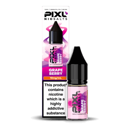 Introducing Pixl Nic Salts Grape Berry 10ml. Grape Berry combines luscious grapes with a medley of sweet mixed berries for a smooth and juicy vape. The rich grape base is perfectly balanced by bursts of berry sweetness, creating a fruity fusion that’s both bold and refreshing.