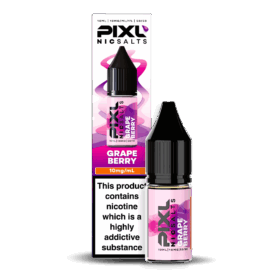 Introducing Pixl Nic Salts Grape Berry 10ml. Grape Berry combines luscious grapes with a medley of sweet mixed berries for a smooth and juicy vape. The rich grape base is perfectly balanced by bursts of berry sweetness, creating a fruity fusion that’s both bold and refreshing.