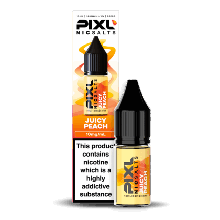 Introducing Pixl Nic Salts Juicy Peach 10ml. Juicy Peach delivers the soft, succulent taste of ripe peaches in every puff. Sweet, smooth, and naturally refreshing, this vape offers a clean, fruity flavour that’s perfect for an all-day pick-me-up