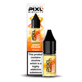 Introducing Pixl Nic Salts Juicy Peach 10ml. Juicy Peach delivers the soft, succulent taste of ripe peaches in every puff. Sweet, smooth, and naturally refreshing, this vape offers a clean, fruity flavour that’s perfect for an all-day pick-me-up