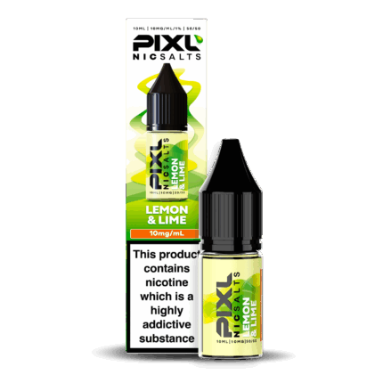 Introducing Pixl Nic Salts Lemon and Lime 10ml. Lemon Lime combines zesty lemons and tangy limes for a crisp, citrus explosion. Sweet, sharp, and incredibly refreshing, this vape is perfect for fans of fizzy, clean-tasting fruit blends.