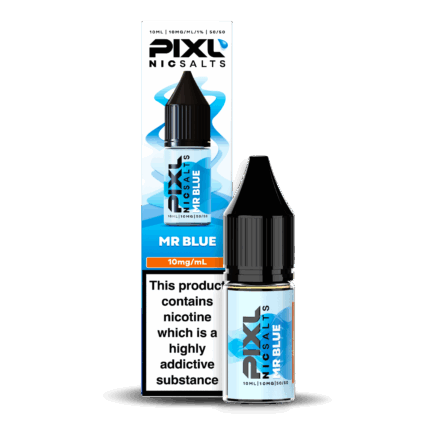 Introducing Pixl Nic Salts Mr Blue 10ml. Mr Blue delivers a cool and fruity fusion of blueberries, blackberries, and raspberries with a refreshing menthol kick. Smooth, sweet, and invigorating, this popular blend offers a layered, juicy experience that never gets old.