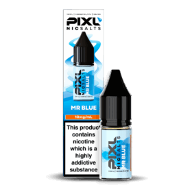 Introducing Pixl Nic Salts Mr Blue 10ml. Mr Blue delivers a cool and fruity fusion of blueberries, blackberries, and raspberries with a refreshing menthol kick. Smooth, sweet, and invigorating, this popular blend offers a layered, juicy experience that never gets old.