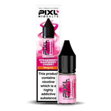 Introducing Pixl Nic Salts Strawberry Raspberry Cherry 10ml. Strawberry Raspberry Cherry delivers a mouth-watering trio of ripe strawberries, tangy raspberries, and sweet cherries. Bursting with layered fruity notes, this vape is smooth, juicy, and perfectly balanced for all-day enjoyment.