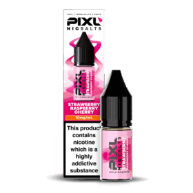 Introducing Pixl Nic Salts Strawberry Raspberry Cherry 10ml. Strawberry Raspberry Cherry delivers a mouth-watering trio of ripe strawberries, tangy raspberries, and sweet cherries. Bursting with layered fruity notes, this vape is smooth, juicy, and perfectly balanced for all-day enjoyment.
