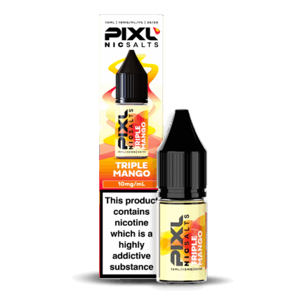 Introducing Pixl Nic Salts Triple Mango 10ml. Triple Mango bursts with layers of sweet, juicy mango flavour. Each puff delivers a tropical wave of smooth, golden fruitiness that’s both refreshing and full-bodied — a must-try for mango lovers everywhere.