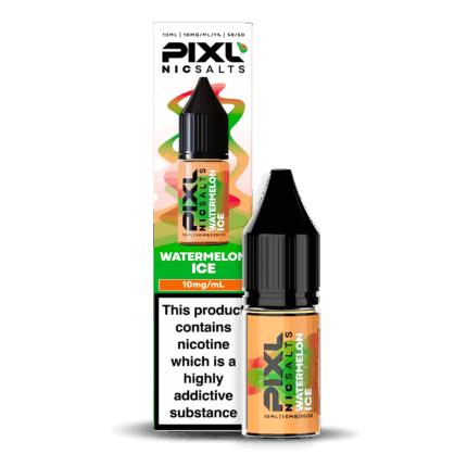 Introducing Pixl Nic Salts Watermelon Ice 10ml. Watermelon Ice combines the sweet, refreshing taste of ripe watermelon with a cool menthol exhale. This crisp and fruity blend delivers a juicy, frosty hit that’s perfect for a clean and invigorating vape experience.
