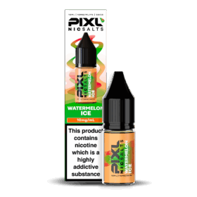Introducing Pixl Nic Salts Watermelon Ice 10ml. Watermelon Ice combines the sweet, refreshing taste of ripe watermelon with a cool menthol exhale. This crisp and fruity blend delivers a juicy, frosty hit that’s perfect for a clean and invigorating vape experience.